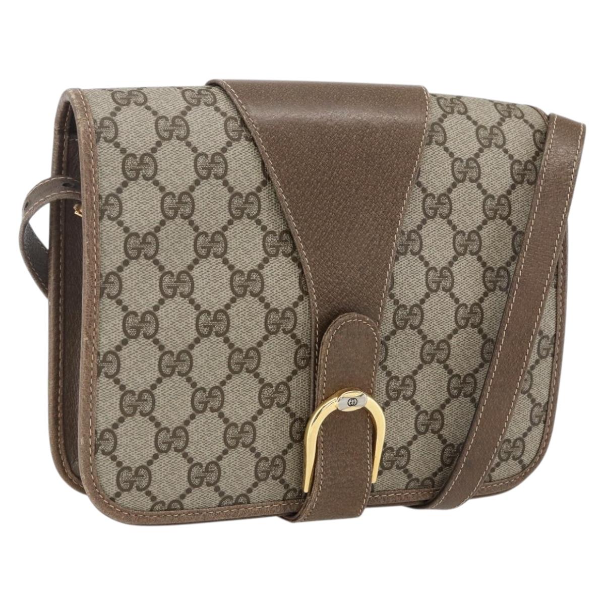 GUCCI GG Supreme Shoulder Bag PVC Beige Gold 93 02 023 Auth hk3368