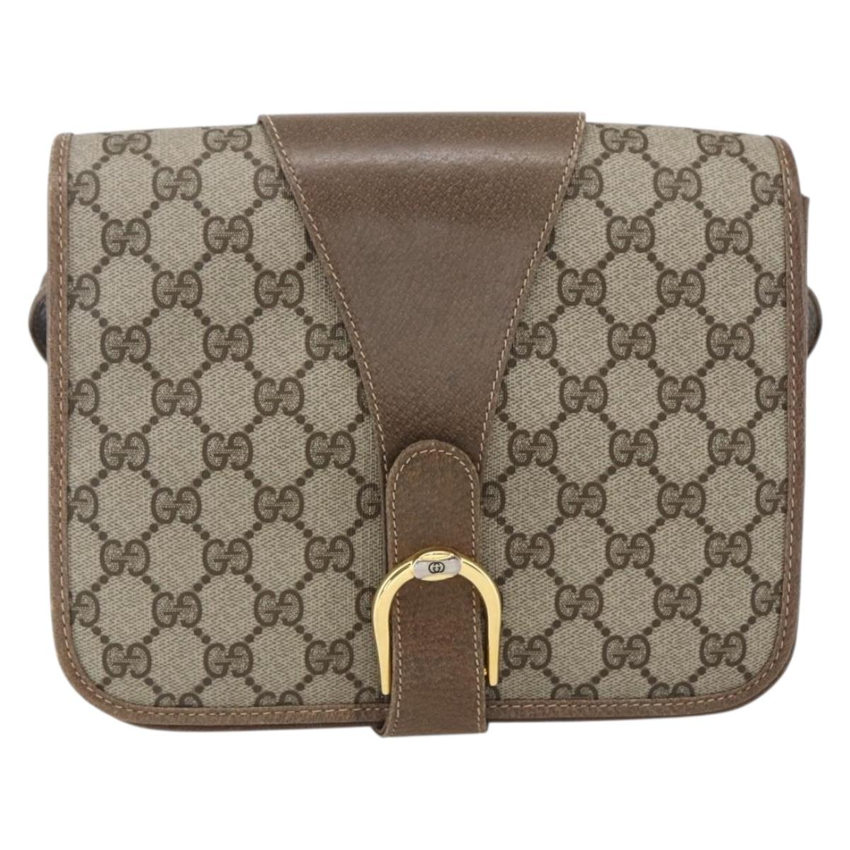 GUCCI GG Supreme Shoulder Bag PVC Beige Gold 93 02 023 Auth hk3368