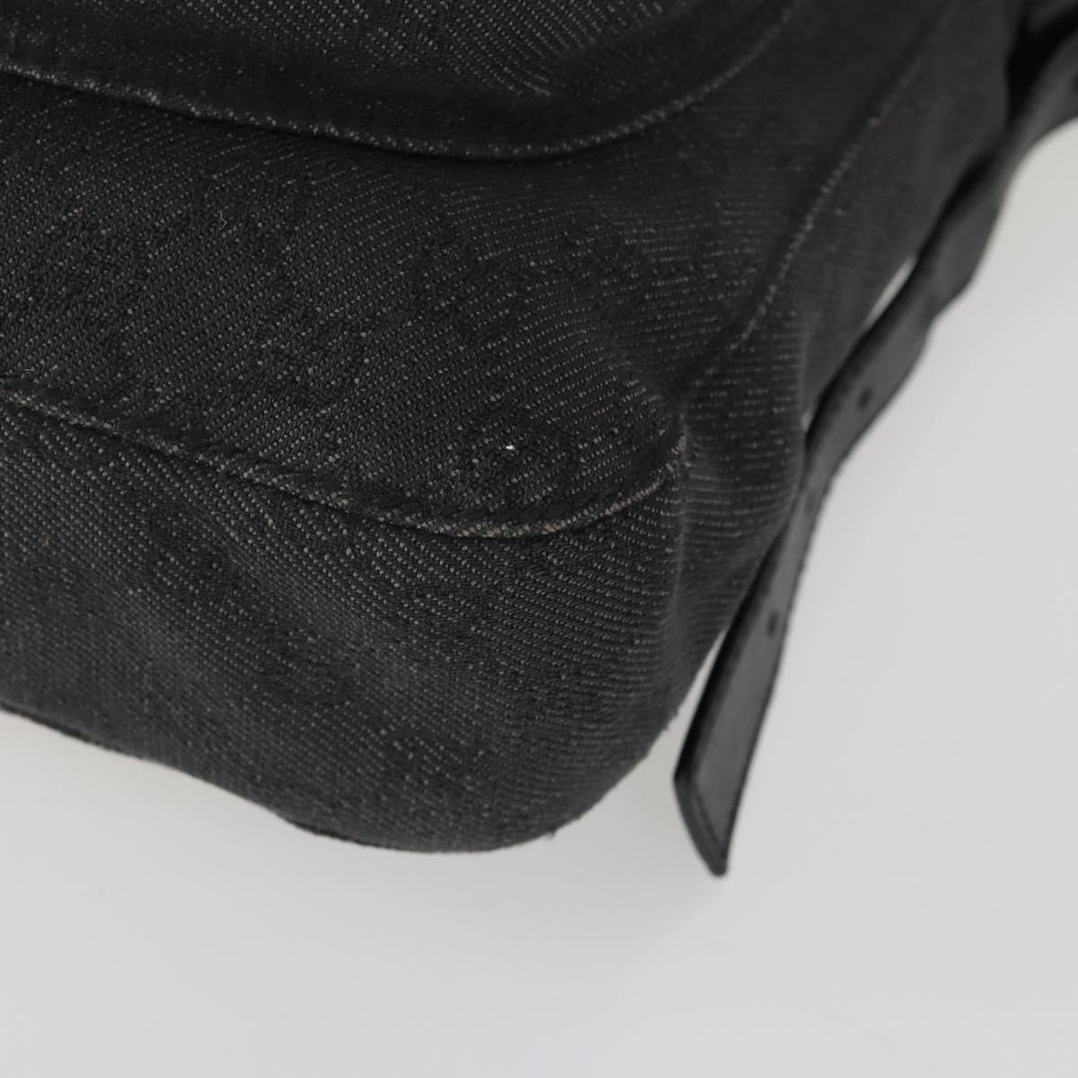 GUCCI GG Canvas Shoulder Bag Black Silver 101654 Auth hk3369