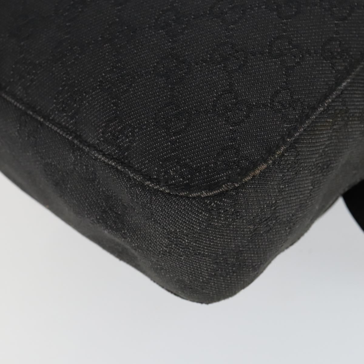GUCCI GG Canvas Shoulder Bag Black Silver 101654 Auth hk3369