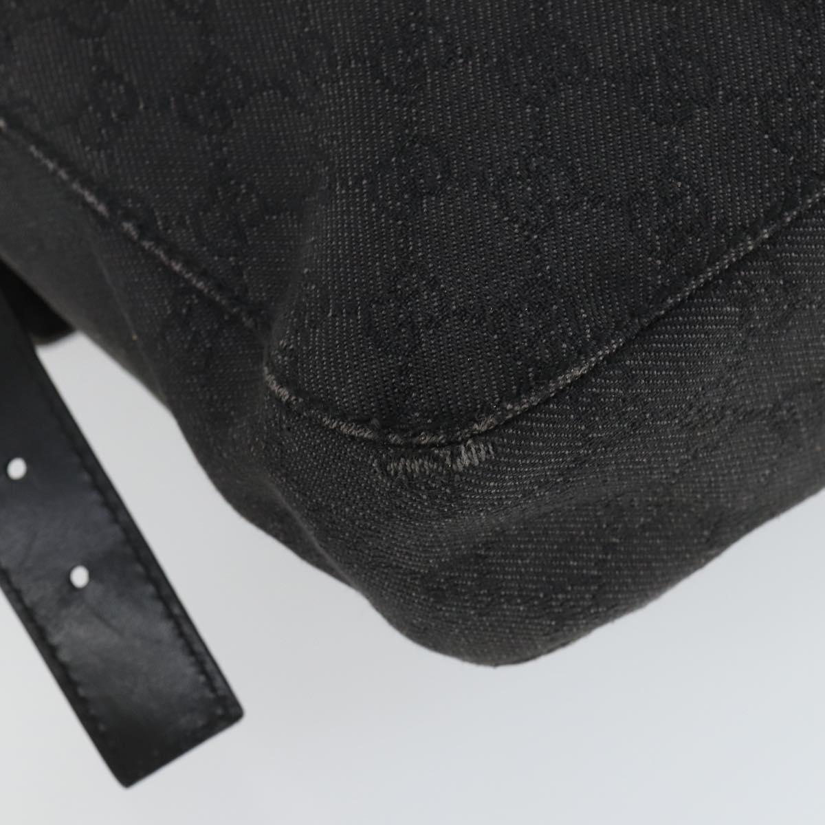 GUCCI GG Canvas Shoulder Bag Black Silver 101654 Auth hk3369