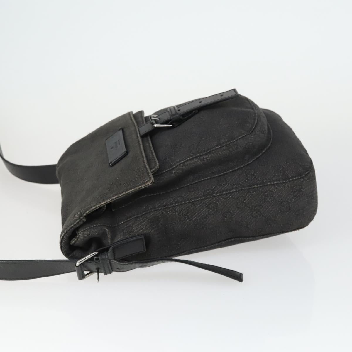 GUCCI GG Canvas Shoulder Bag Black Silver 101654 Auth hk3369