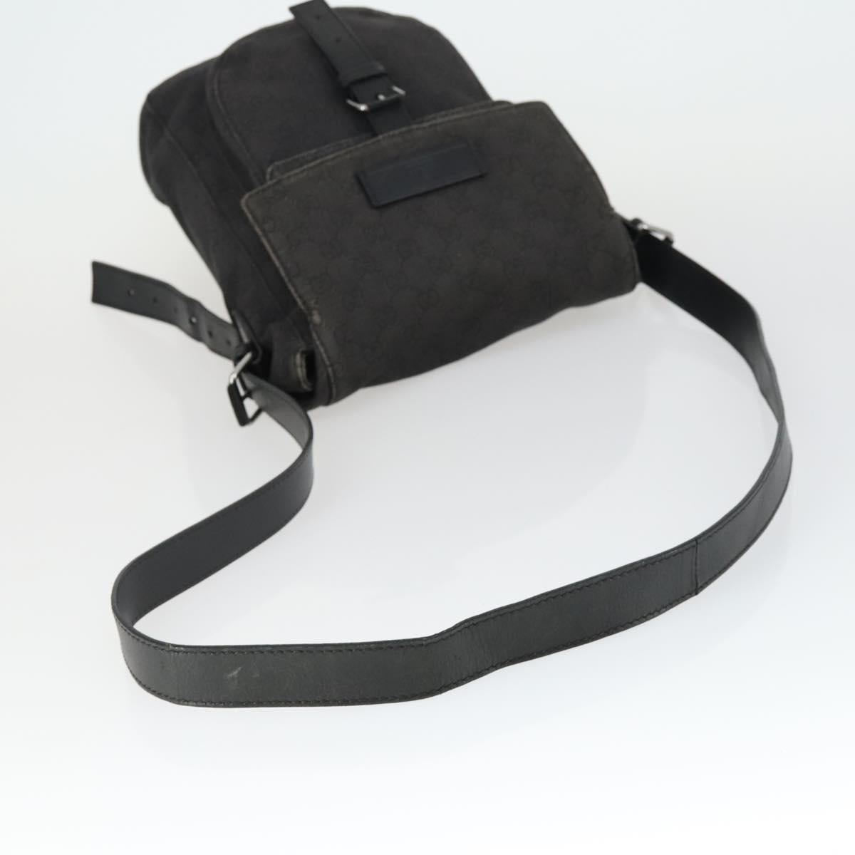 GUCCI GG Canvas Shoulder Bag Black Silver 101654 Auth hk3369
