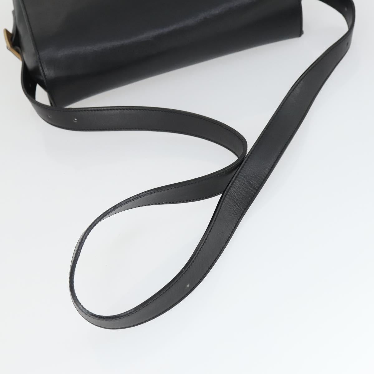 CELINE Shoulder Bag Leather Black Gold Auth hk3373