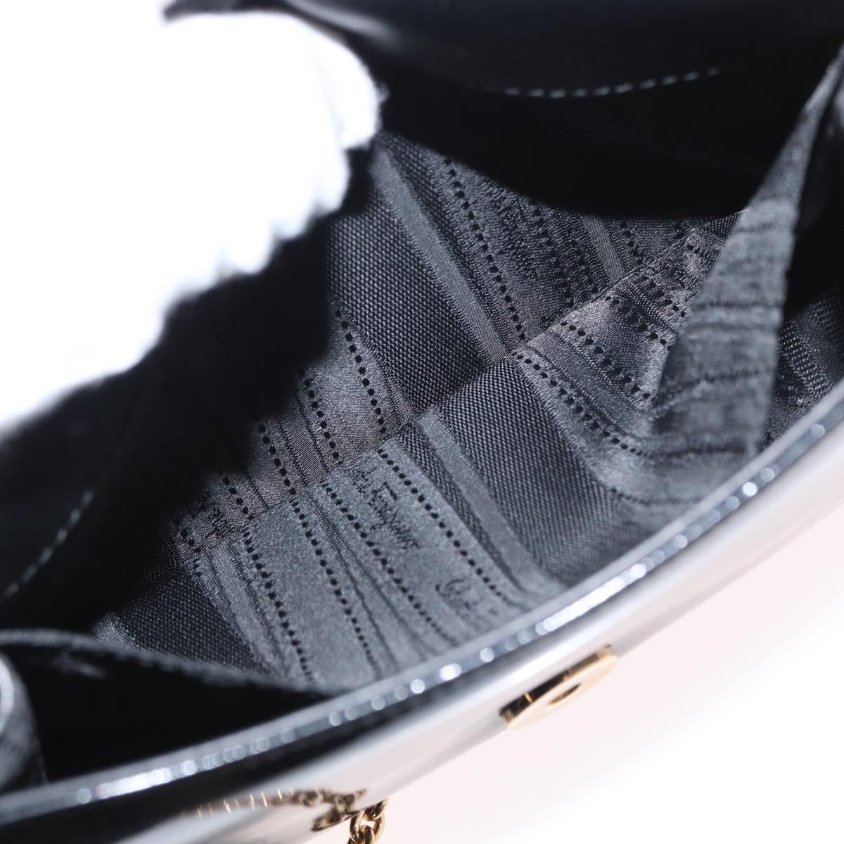Salvatore Ferragamo Vala Chain Bag Patent leather Black Gold Auth hk3377