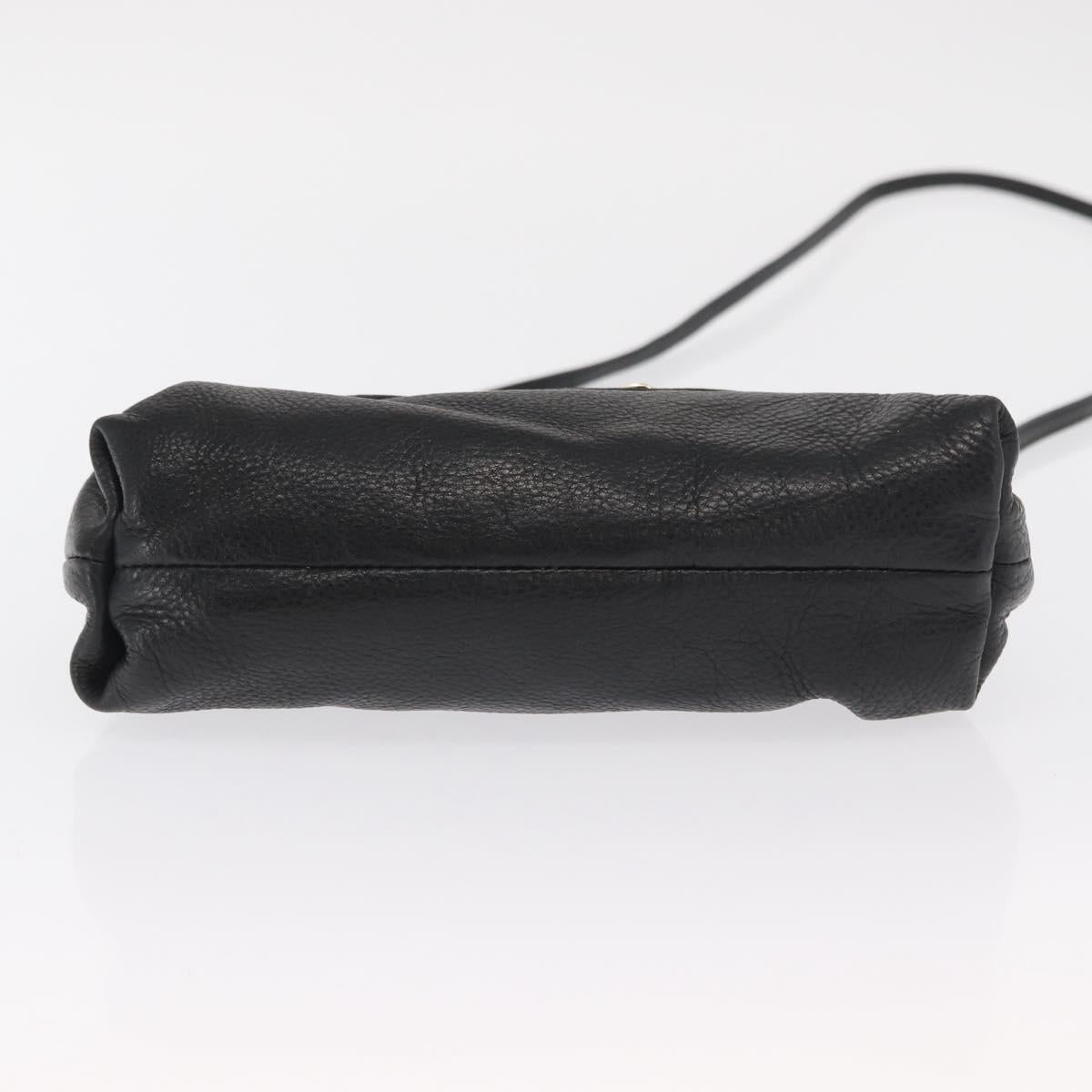 Chloe Lily Shoulder Bag Leather Black Gold Auth hk3380