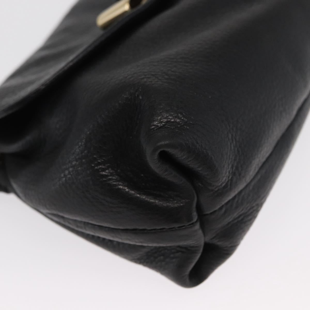 Chloe Lily Shoulder Bag Leather Black Gold Auth hk3380
