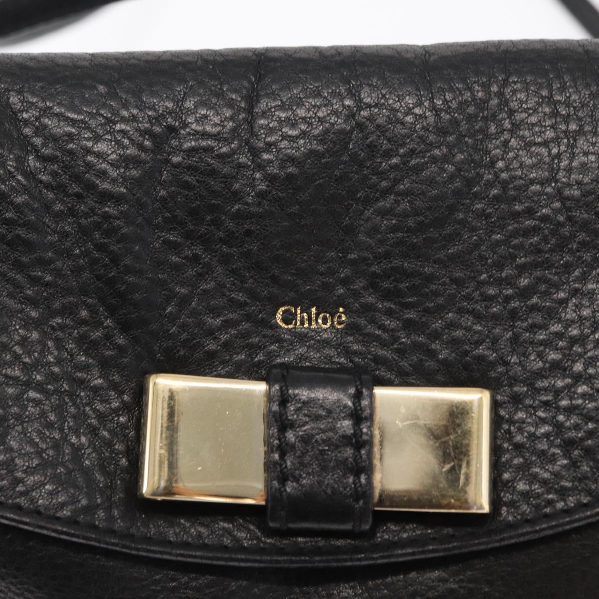 Chloe Lily Shoulder Bag Leather Black Gold Auth hk3380
