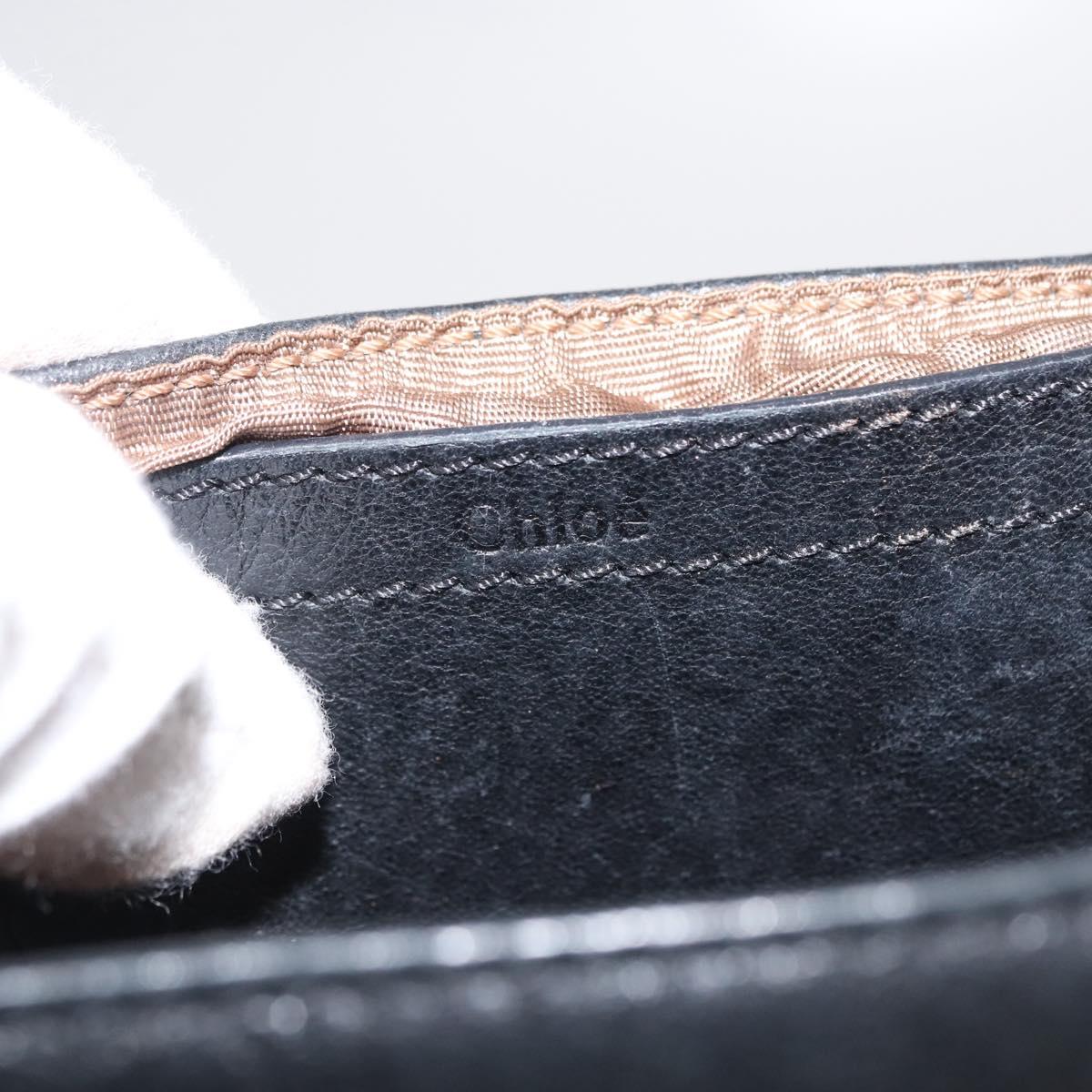 Chloe Lily Shoulder Bag Leather Black Gold Auth hk3380