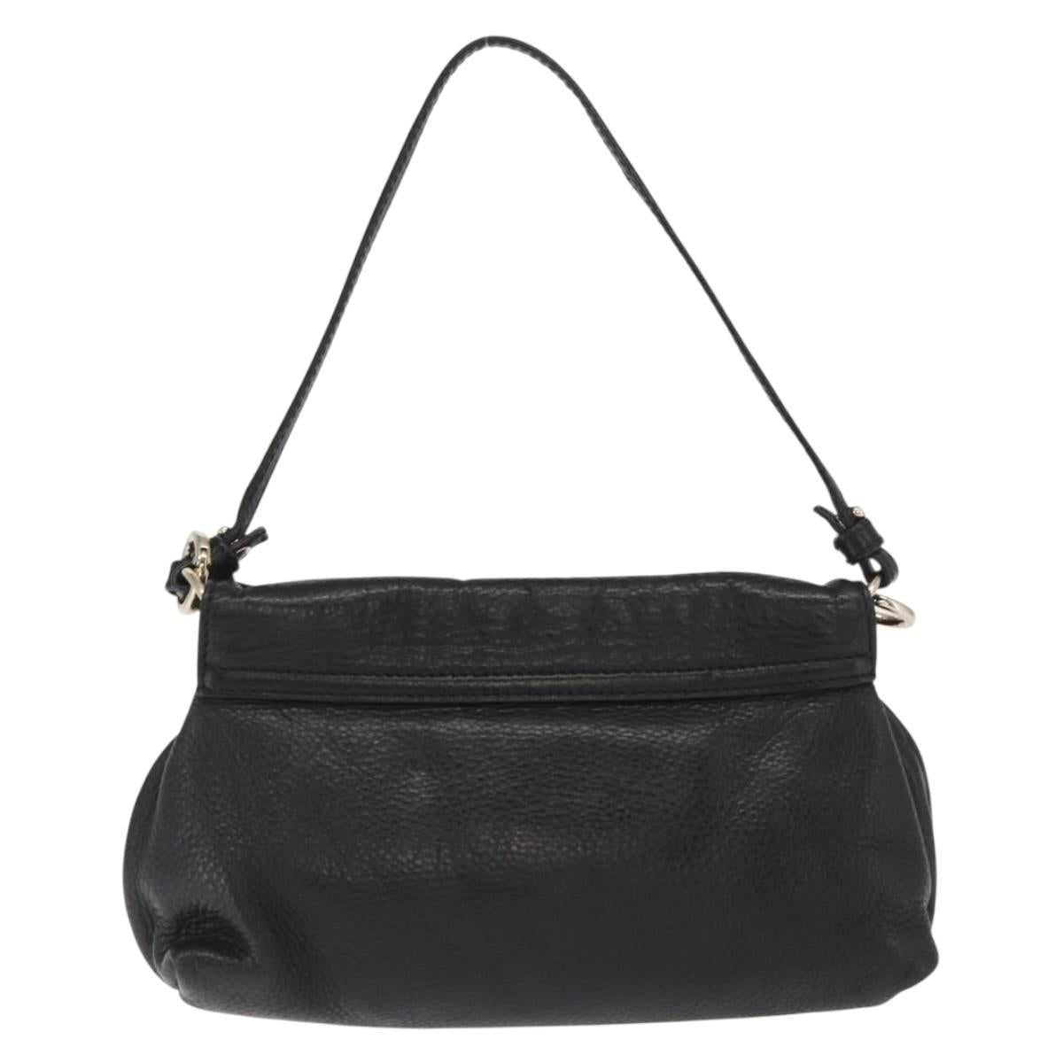 Chloe Lily Shoulder Bag Leather Black Gold Auth hk3380