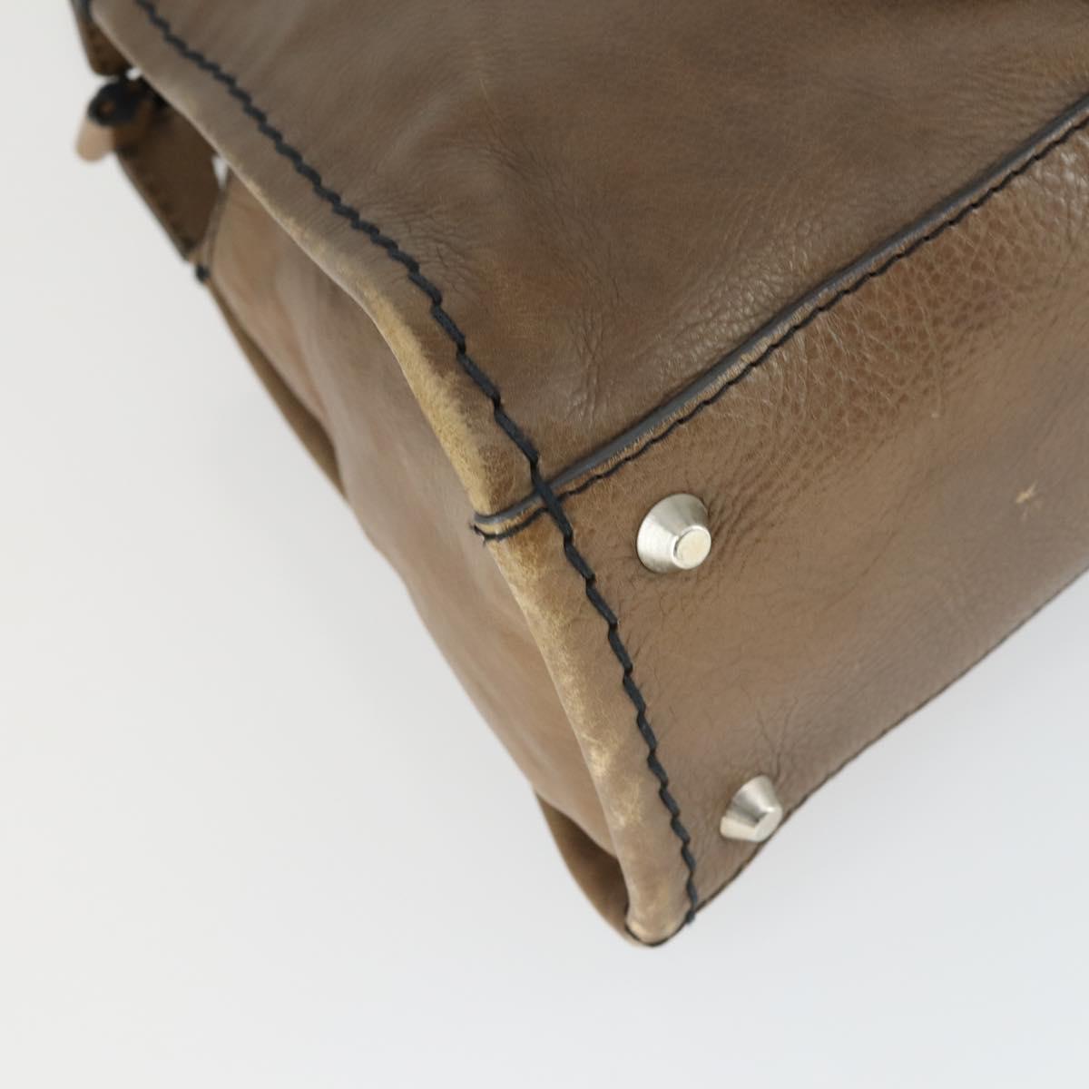 Chloe Edith Hand Bag Leather 2way Brown Silver Auth hk3383
