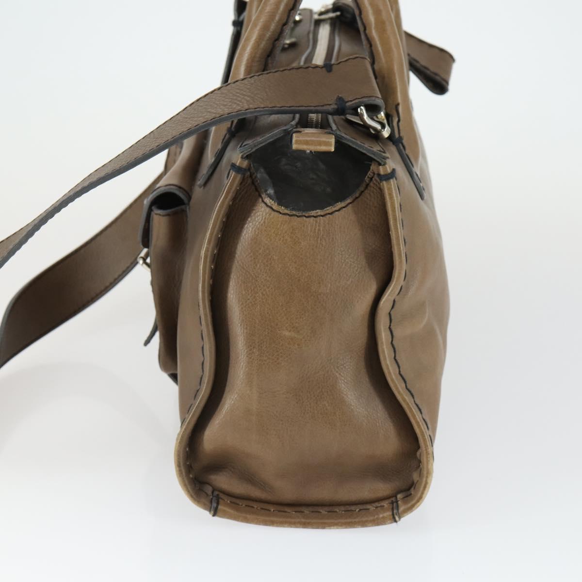 Chloe Edith Hand Bag Leather 2way Brown Silver Auth hk3383
