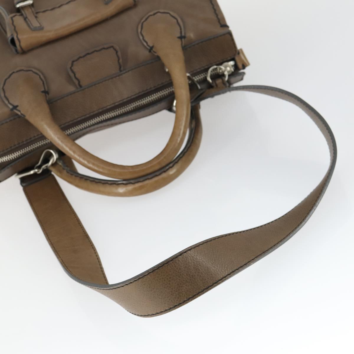 Chloe Edith Hand Bag Leather 2way Brown Silver Auth hk3383
