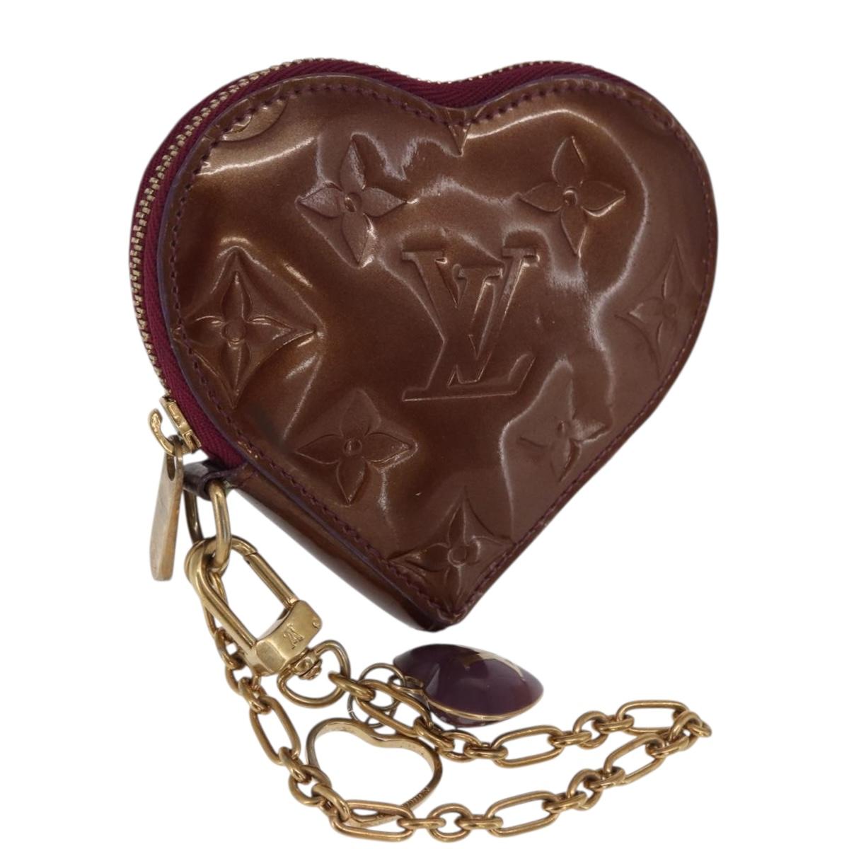 LOUIS VUITTON Vernis Porte Monnaie Coeur Coin Purse Violet M93563 Auth hk3392