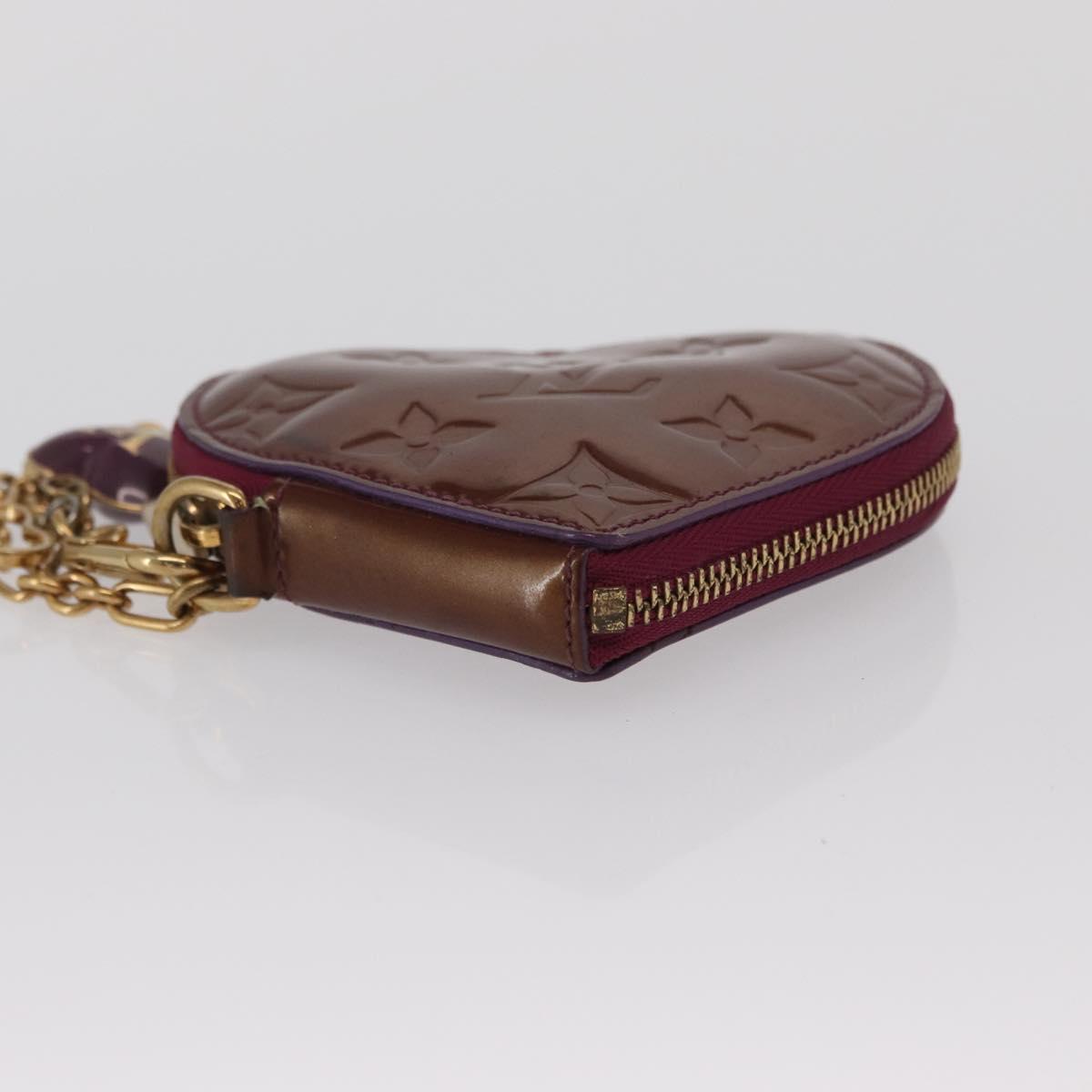 LOUIS VUITTON Vernis Porte Monnaie Coeur Coin Purse Violet M93563 Auth hk3392