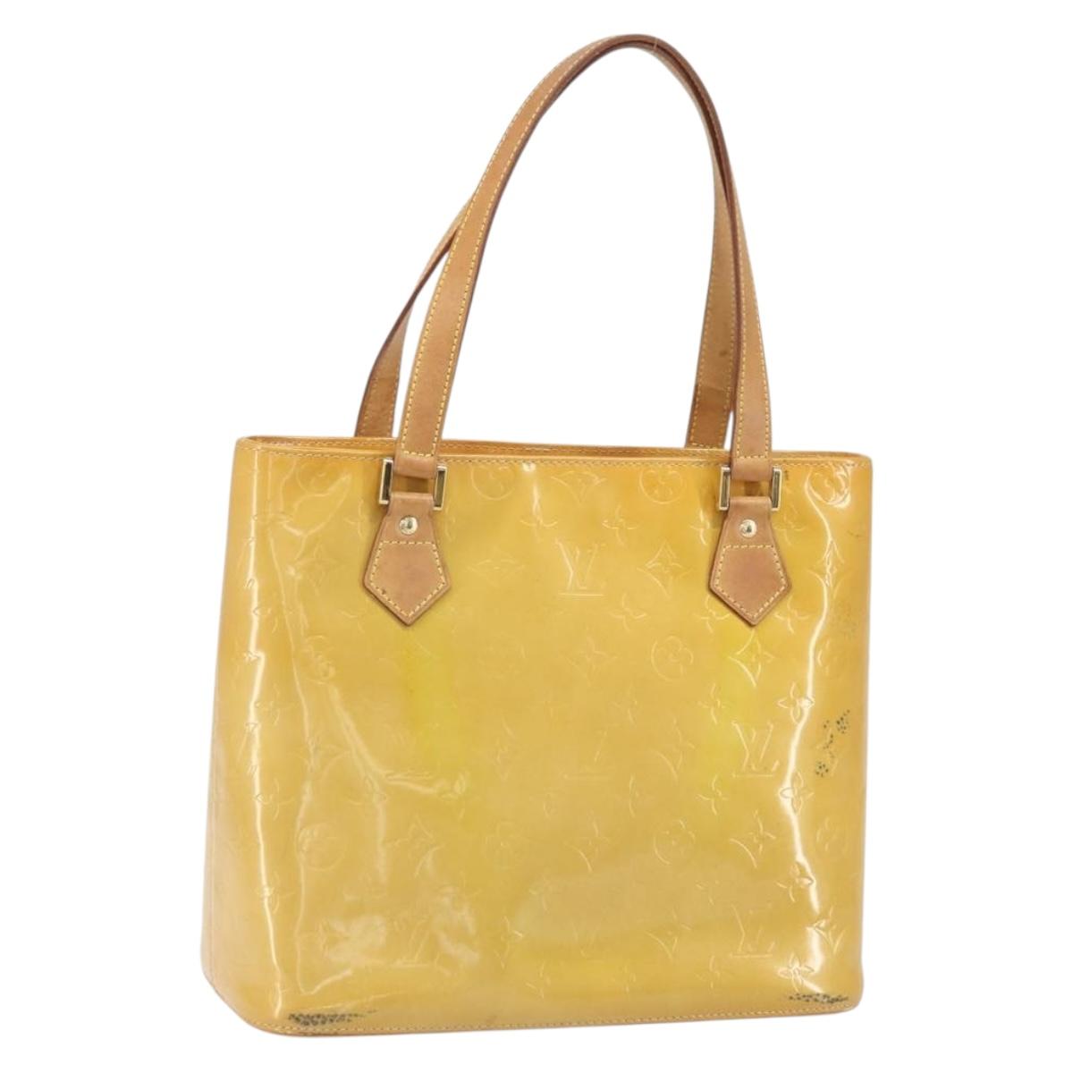LOUIS VUITTON Monogram Vernis Houston Hand Bag Beige M91004 LV Auth hk3455