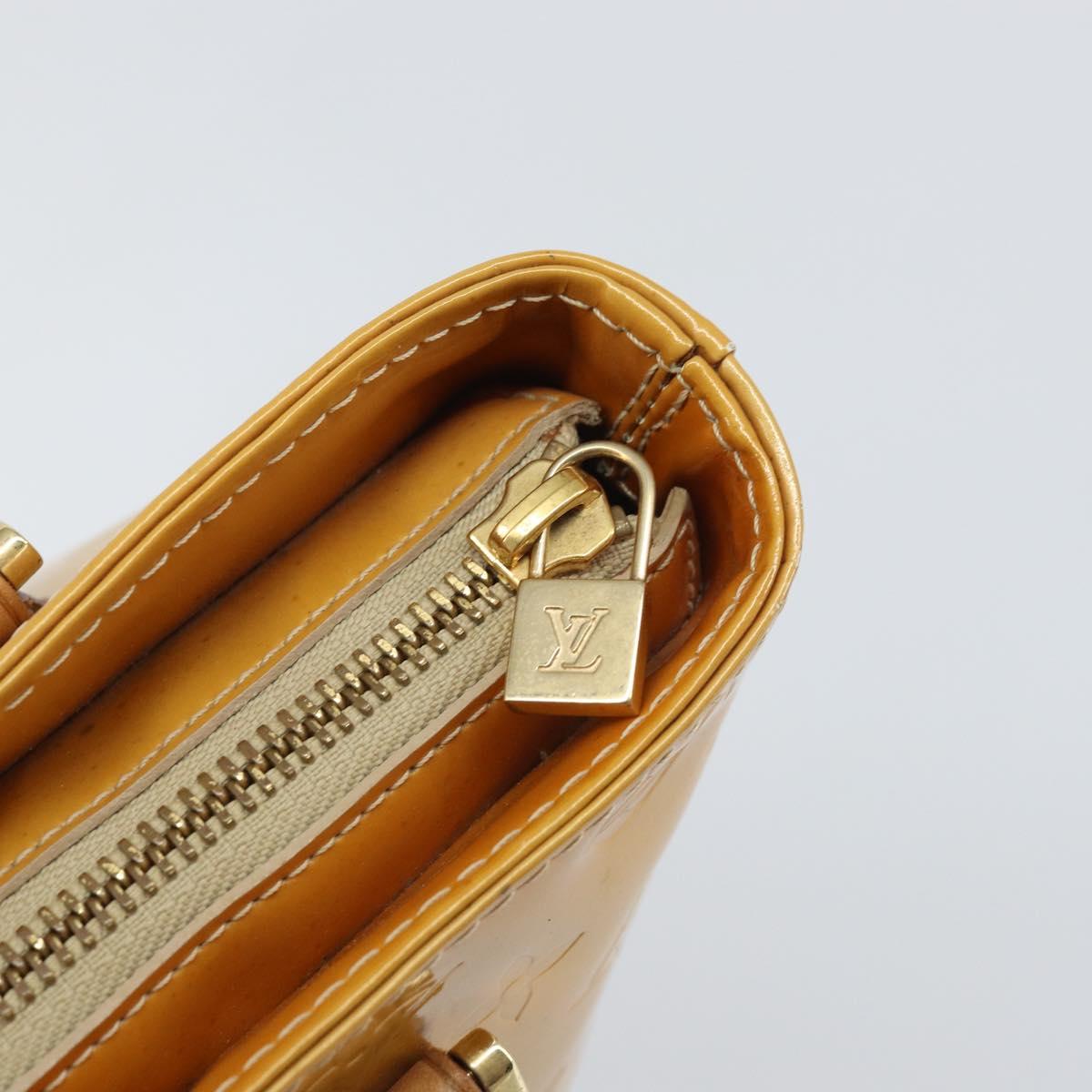 LOUIS VUITTON Monogram Vernis Houston Hand Bag Beige M91004 LV Auth hk3455