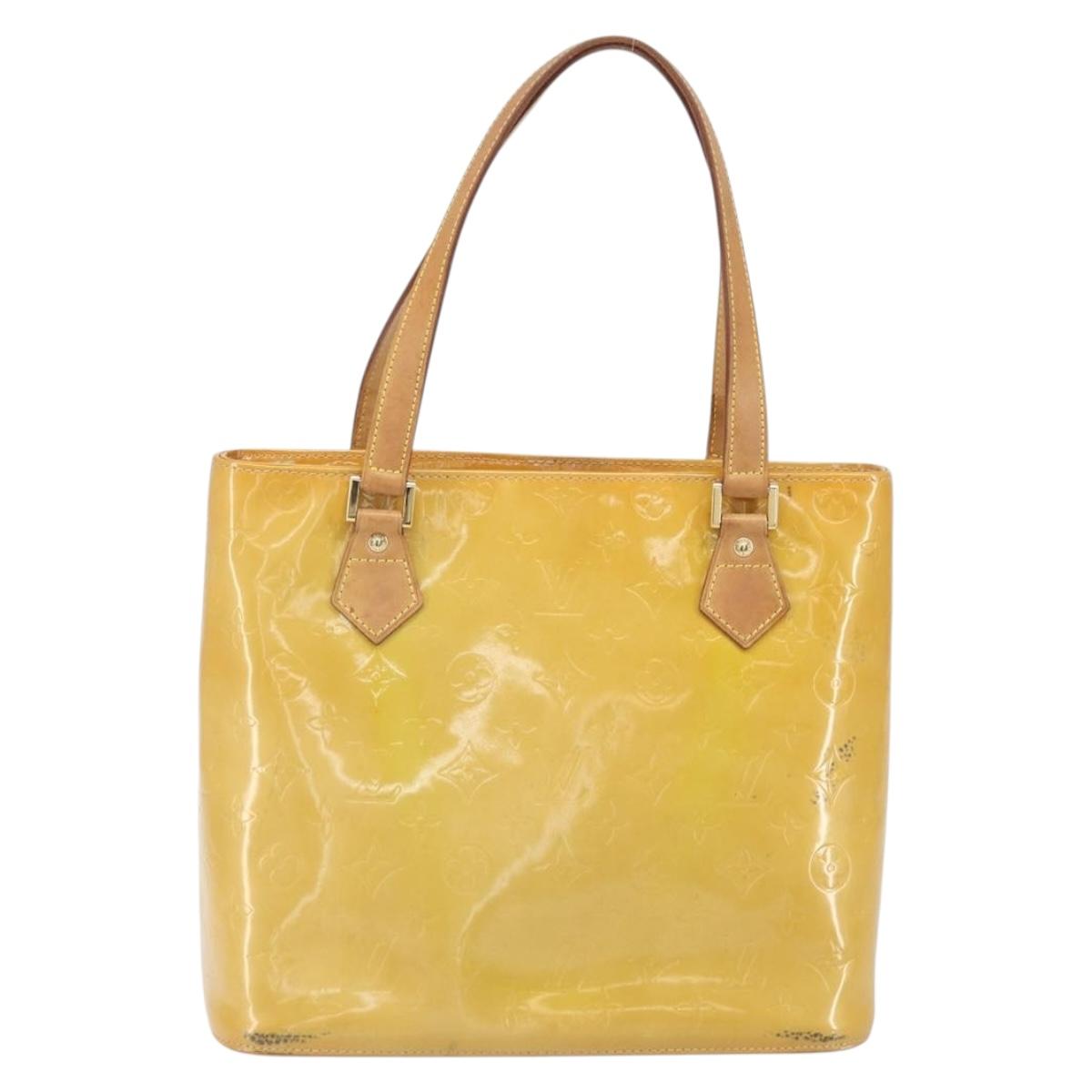 LOUIS VUITTON Monogram Vernis Houston Hand Bag Beige M91004 LV Auth hk3455