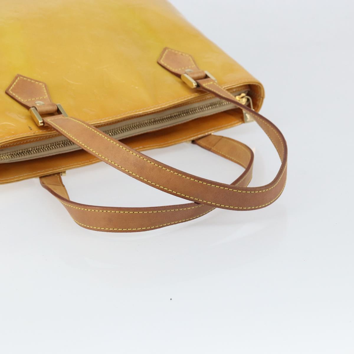 LOUIS VUITTON Monogram Vernis Houston Hand Bag Beige M91004 LV Auth hk3455