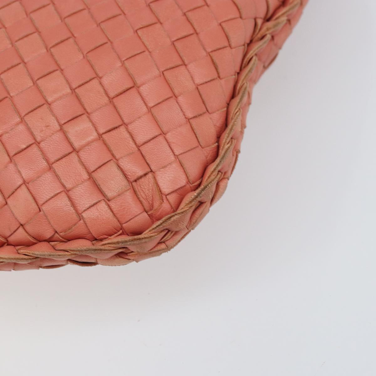 BOTTEGA VENETA INTRECCIATO Hobo Hand Bag Leather Pink Gold Auth hk3480A