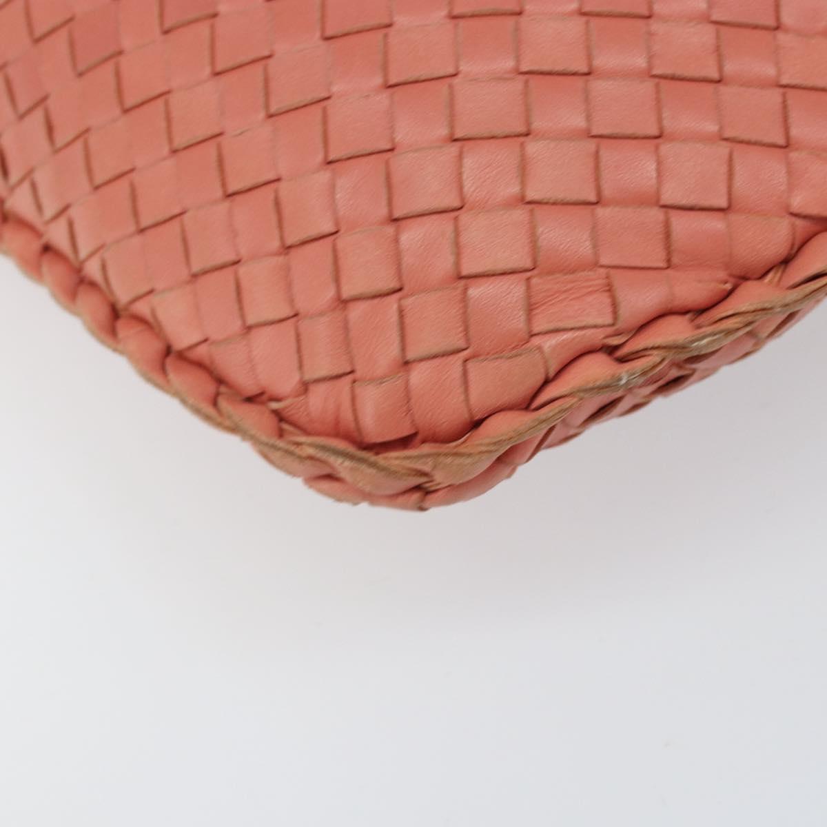 BOTTEGA VENETA INTRECCIATO Hobo Hand Bag Leather Pink Gold Auth hk3480A