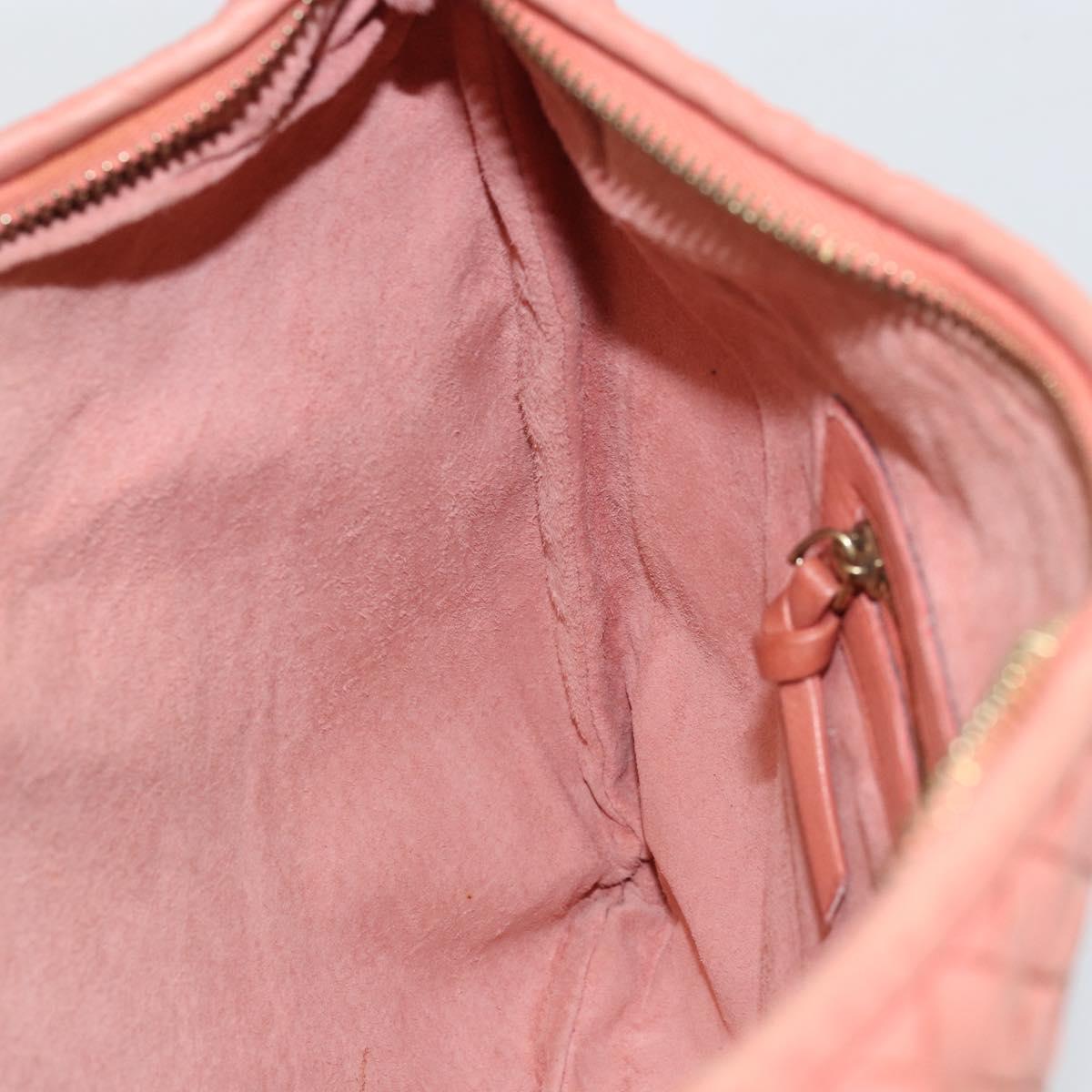 BOTTEGA VENETA INTRECCIATO Hobo Hand Bag Leather Pink Gold Auth hk3480A