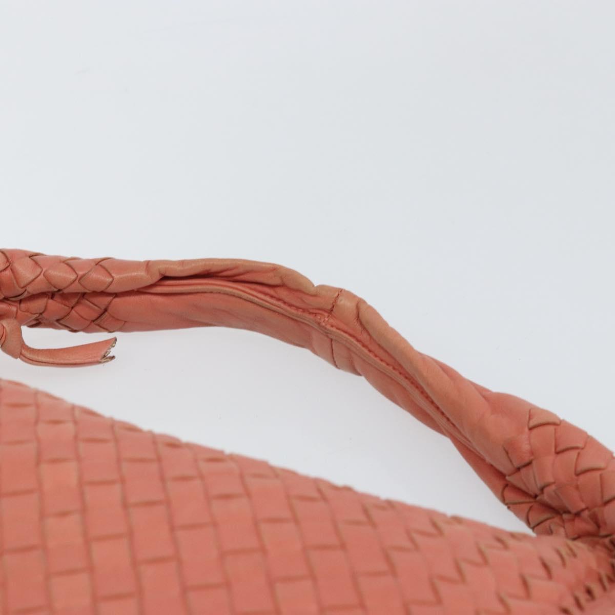 BOTTEGA VENETA INTRECCIATO Hobo Hand Bag Leather Pink Gold Auth hk3480A