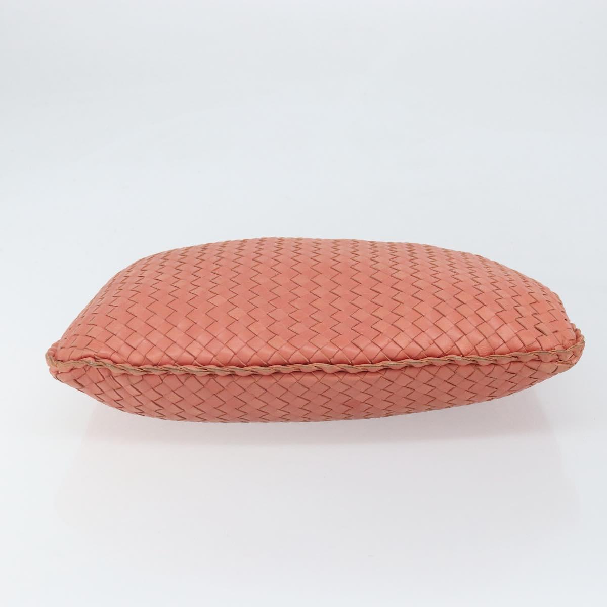 BOTTEGA VENETA INTRECCIATO Hobo Hand Bag Leather Pink Gold Auth hk3480A