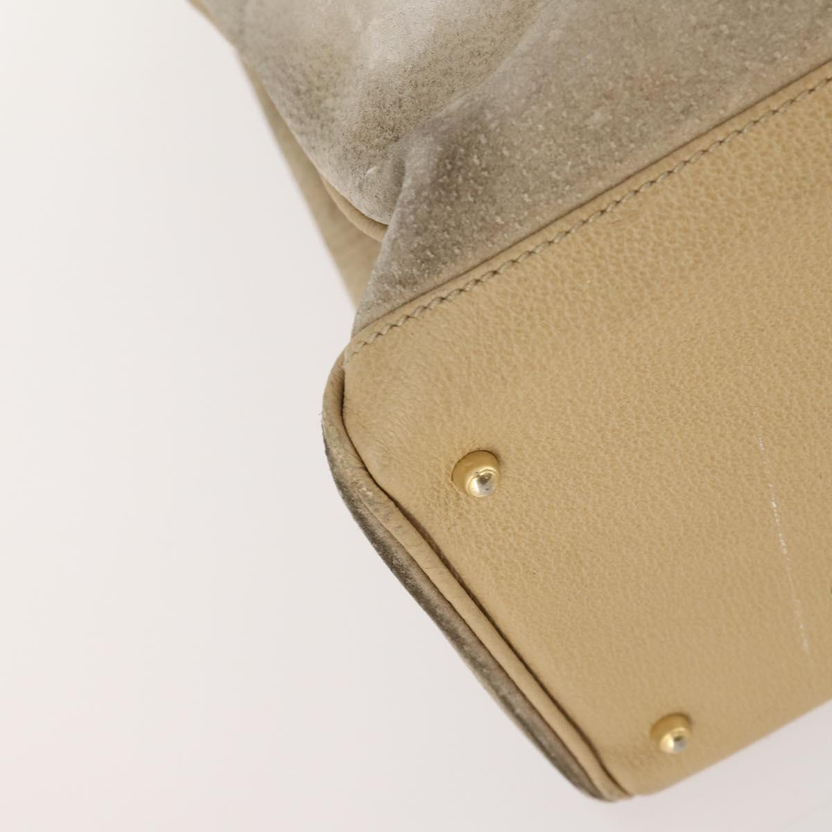 GUCCI Bamboo Tote Bag Suede 2way Beige Gold 002 123 0322 Auth hk3487