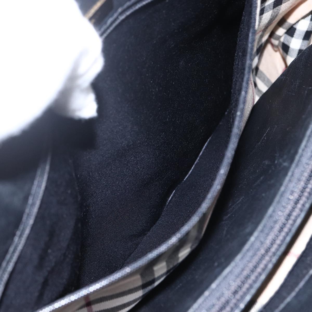 BURBERRY Tote Bag Leather Black Gold Auth hk3488