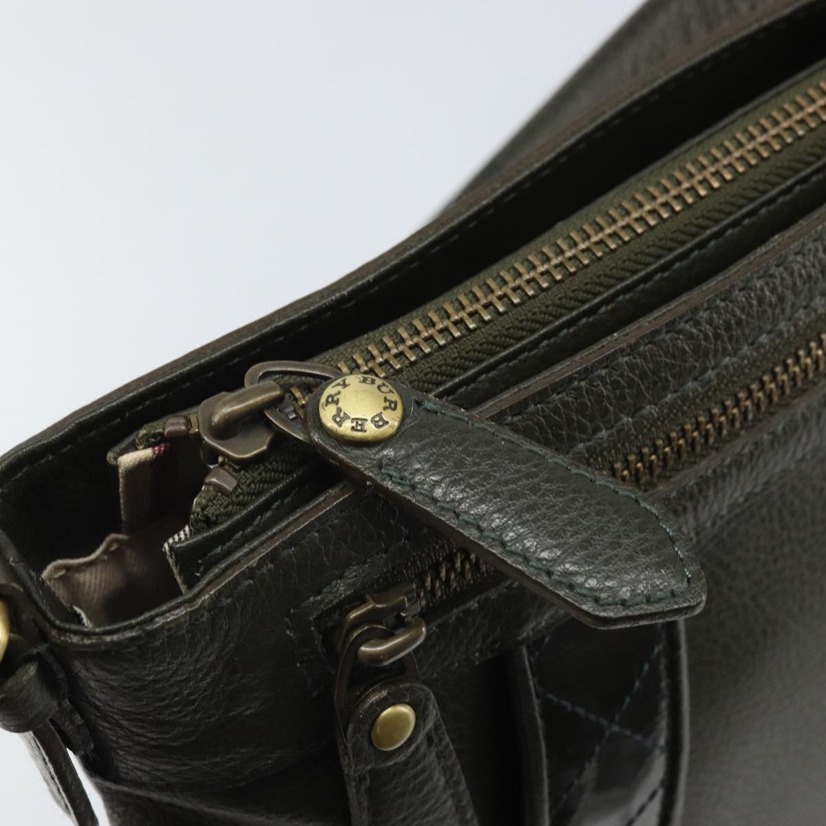 BURBERRY Shoulder Bag Leather Khaki Gold Auth hk3489
