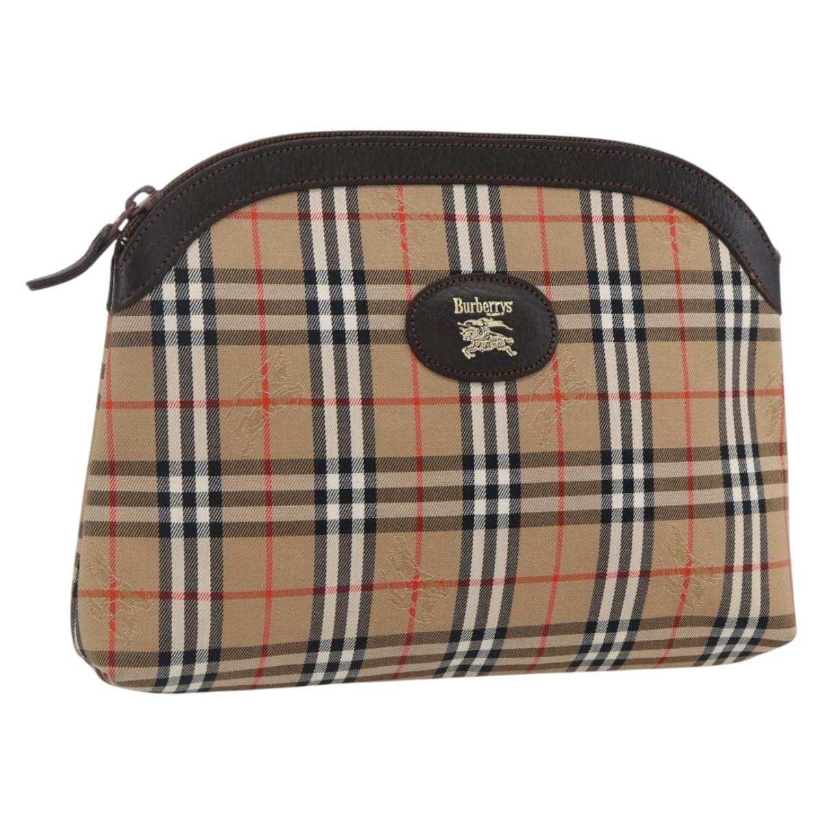 Burberrys Nova Check Pouch Canvas Beige Auth hk3493