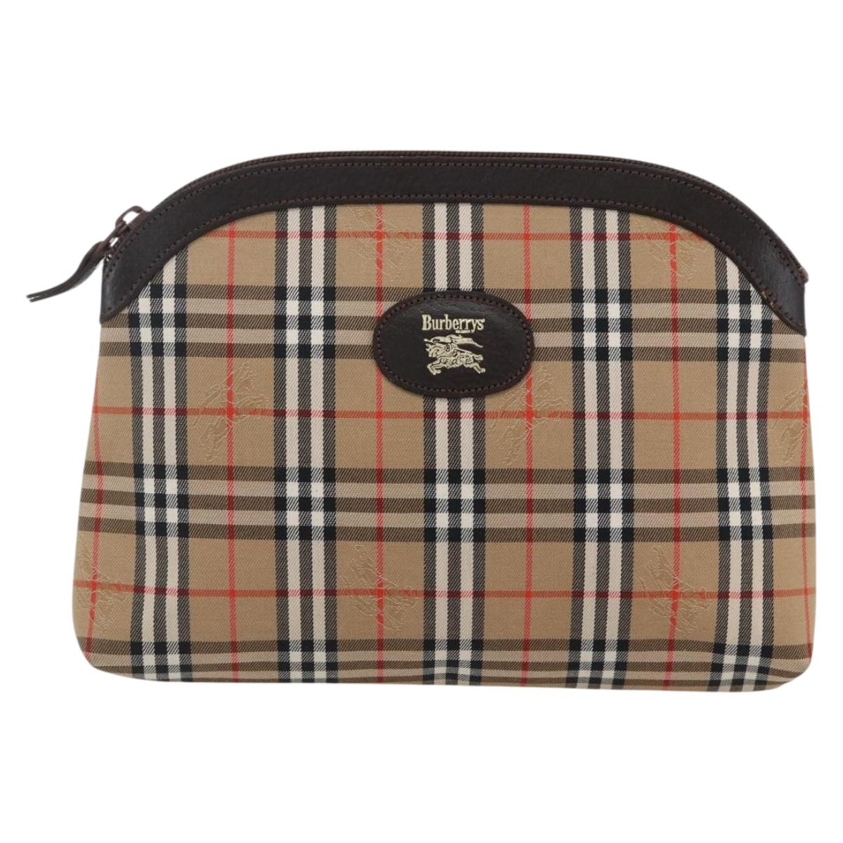 Burberrys Nova Check Pouch Canvas Beige Auth hk3493
