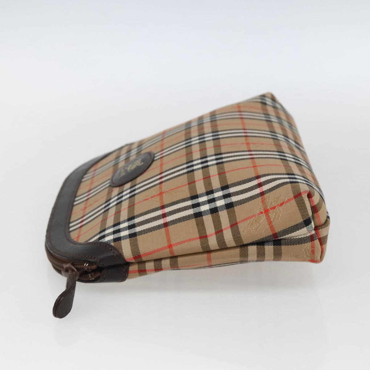 Burberrys Nova Check Pouch Canvas Beige Auth hk3493