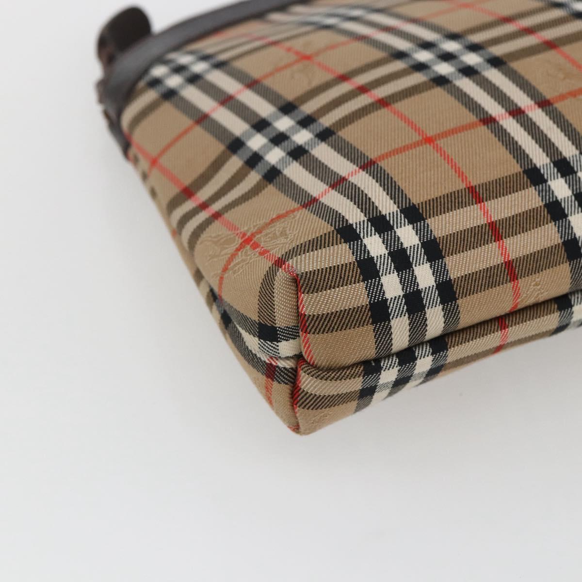 Burberrys Nova Check Pouch Canvas Beige Auth hk3493