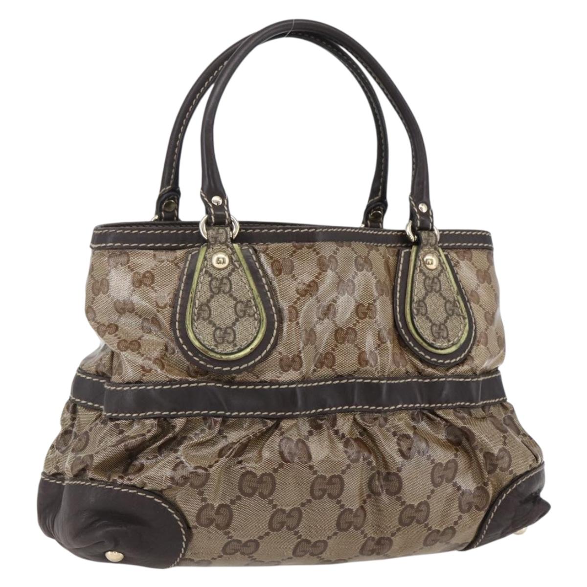 GUCCI GG Crystal Tote Bag Coated Canvas Gold Beige 223964 Auth hk3494