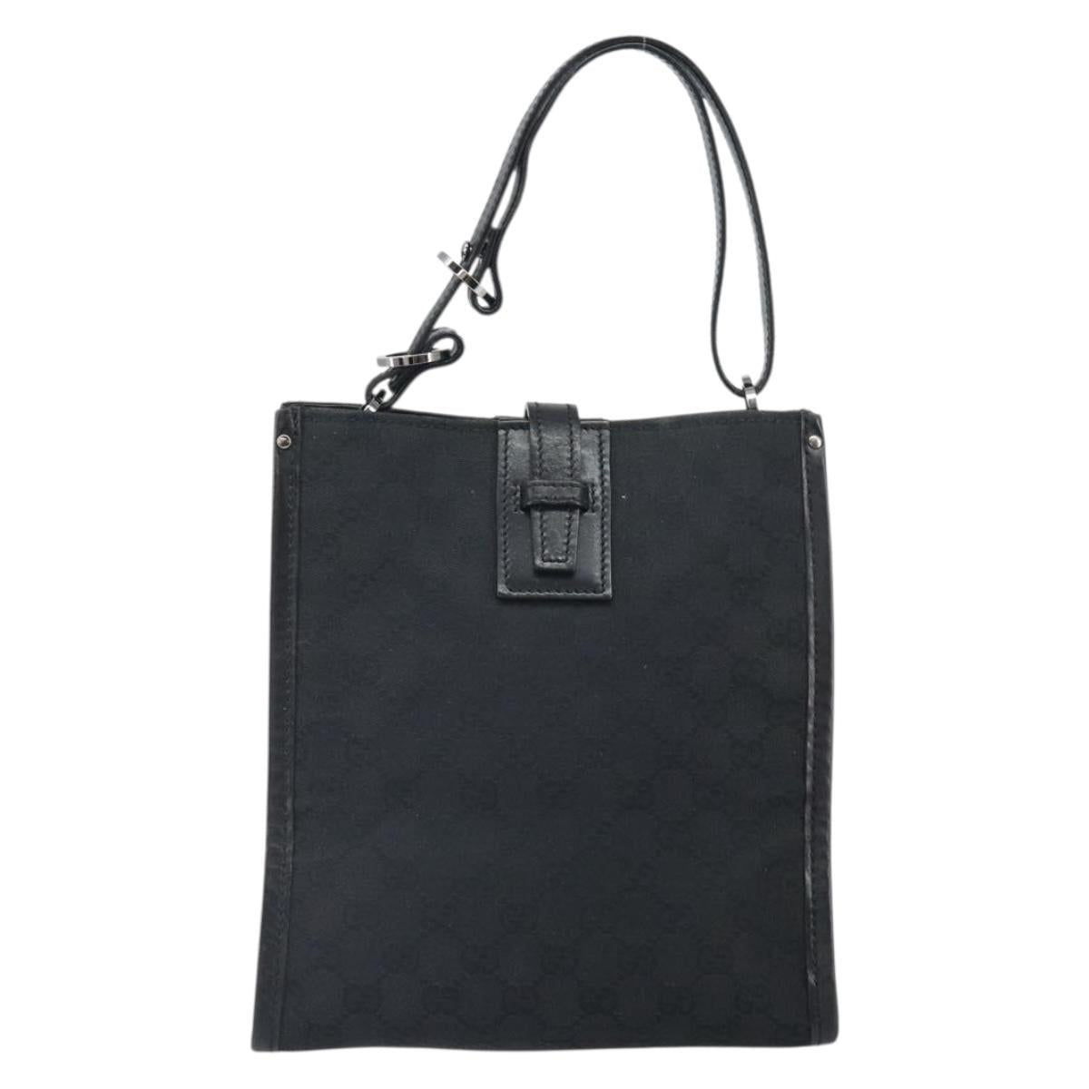 GUCCI GG Canvas Hand Bag Black Silver 110292 Auth hk3496