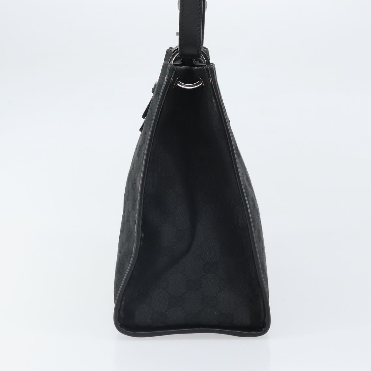 GUCCI GG Canvas Hand Bag Black Silver 110292 Auth hk3496