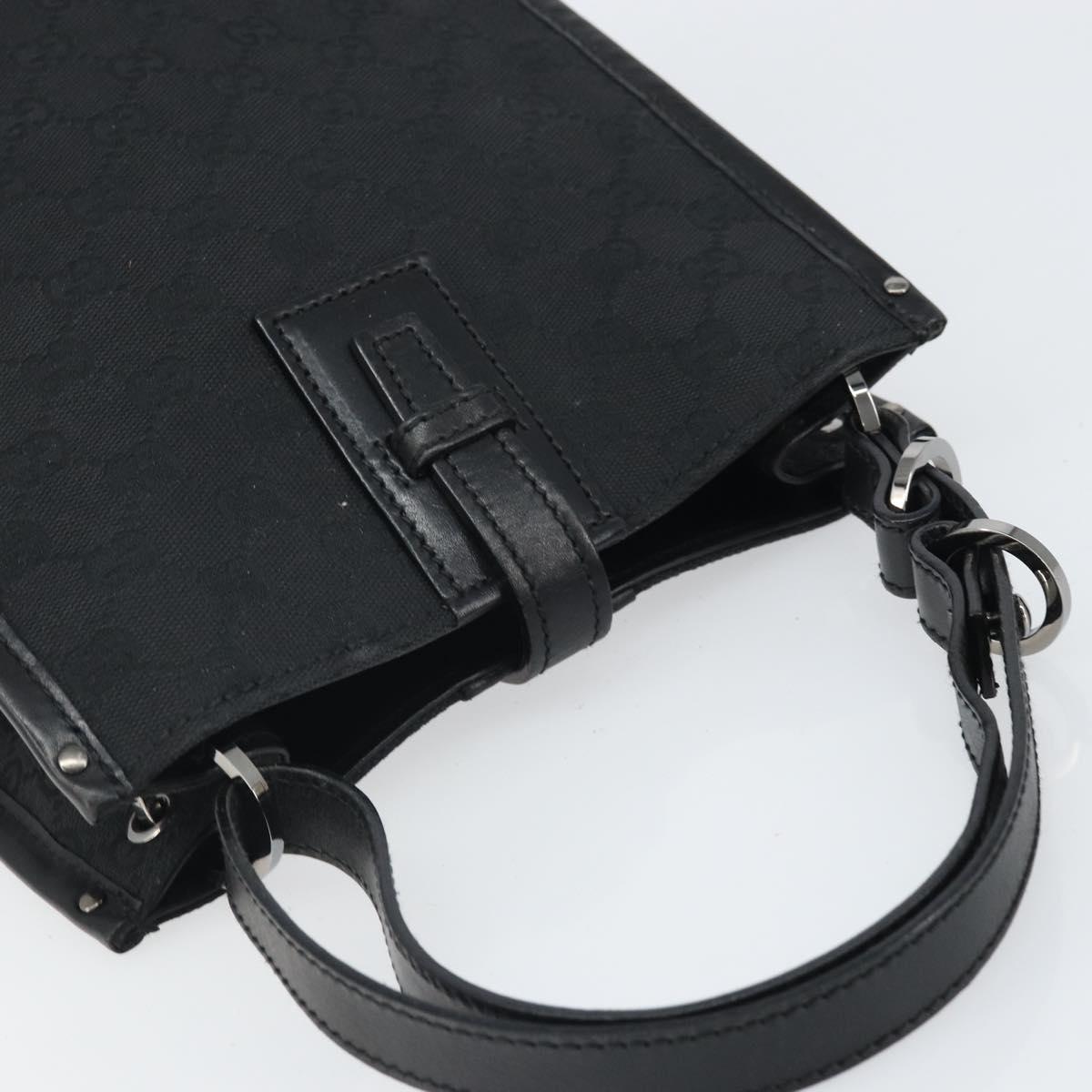GUCCI GG Canvas Hand Bag Black Silver 110292 Auth hk3496