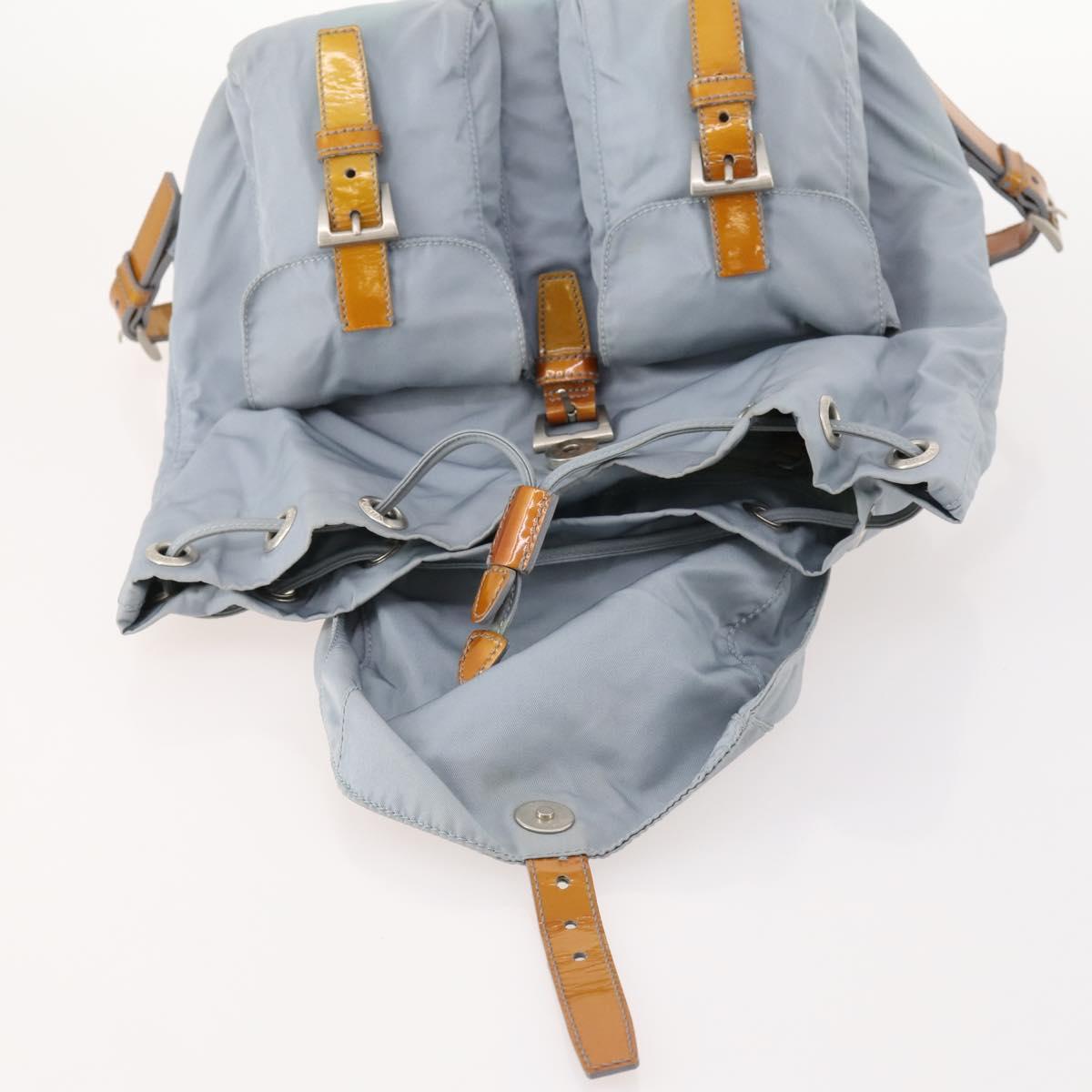 PRADA Backpack Nylon Light Blue Silver Auth hk3498A
