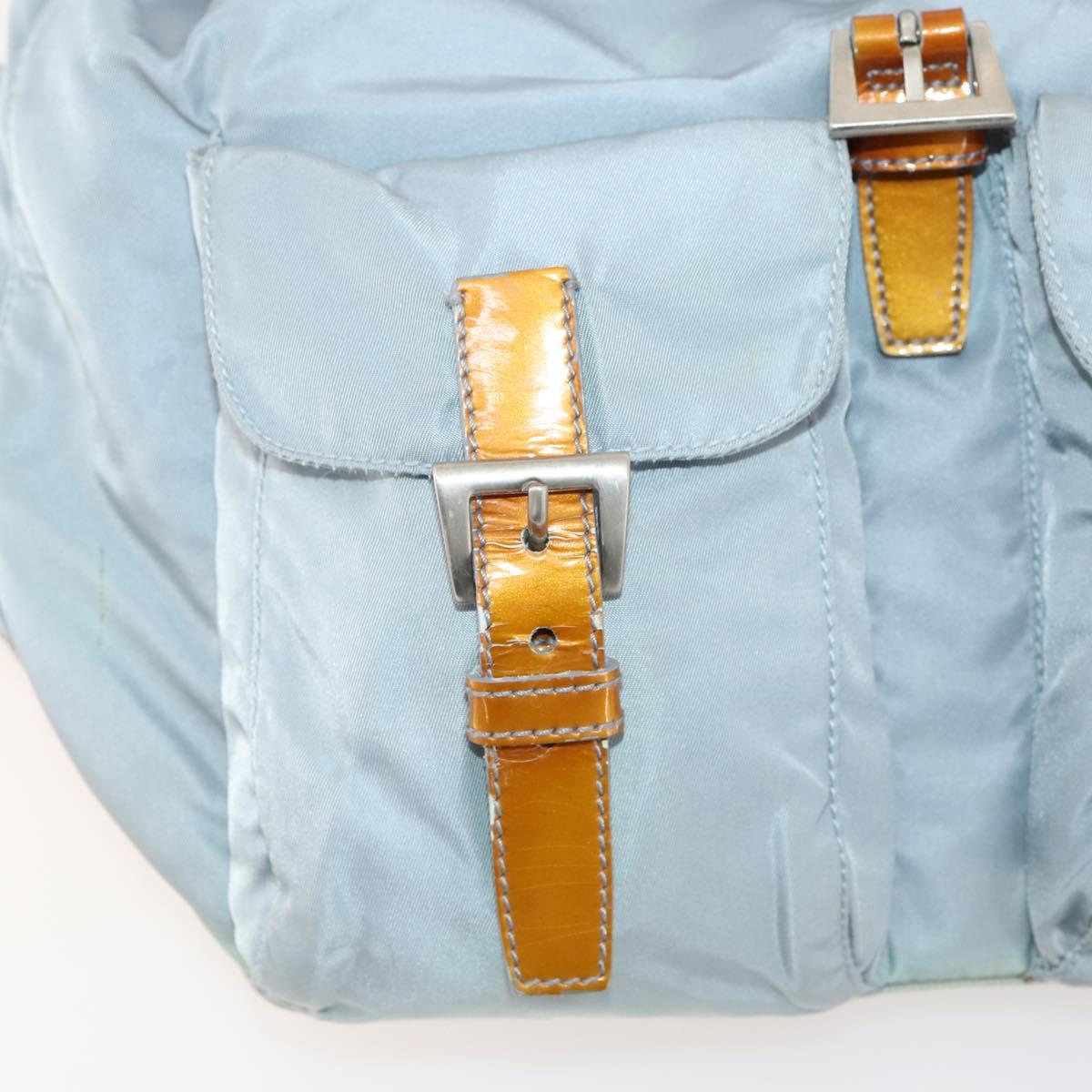 PRADA Backpack Nylon Light Blue Silver Auth hk3498A