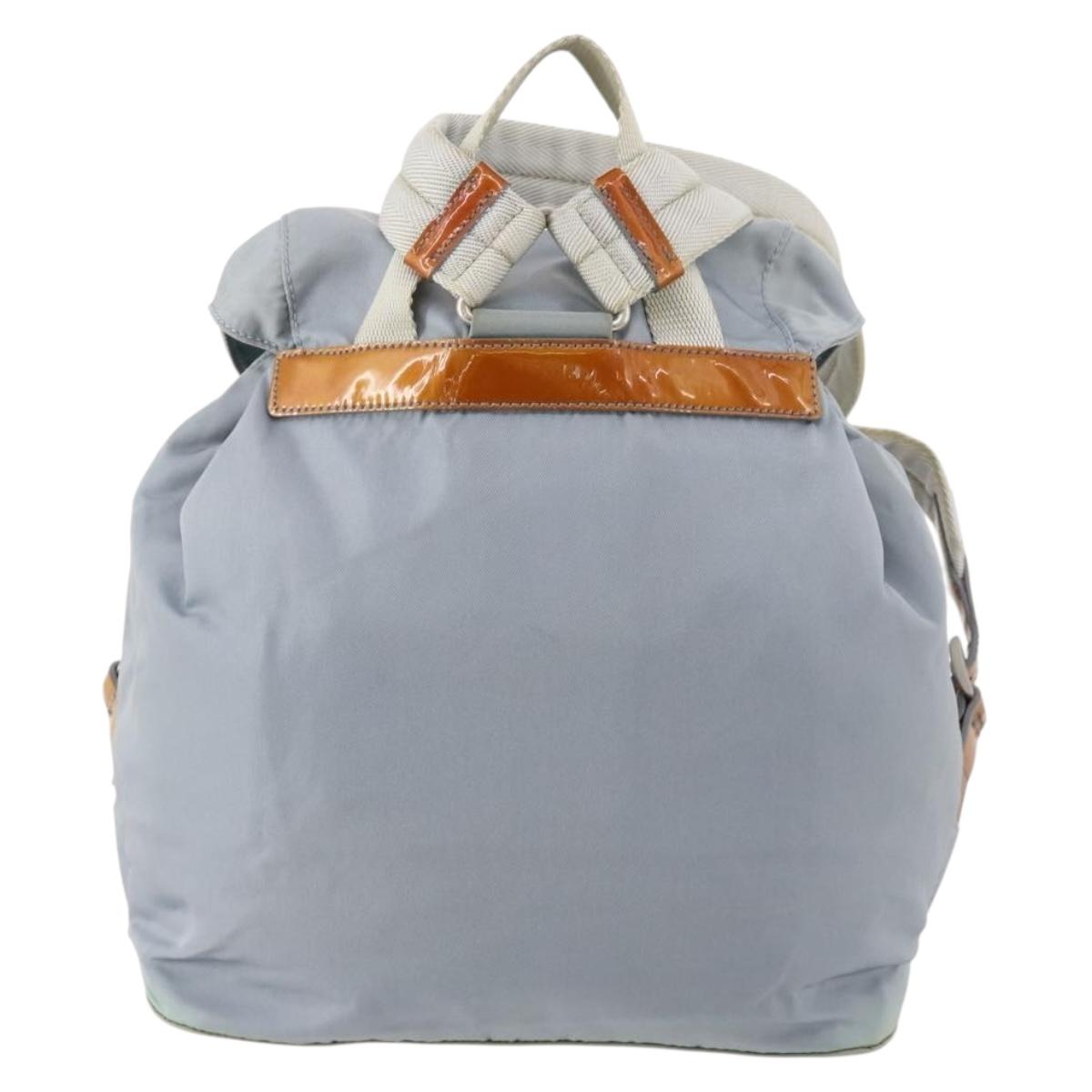 PRADA Backpack Nylon Light Blue Silver Auth hk3498A
