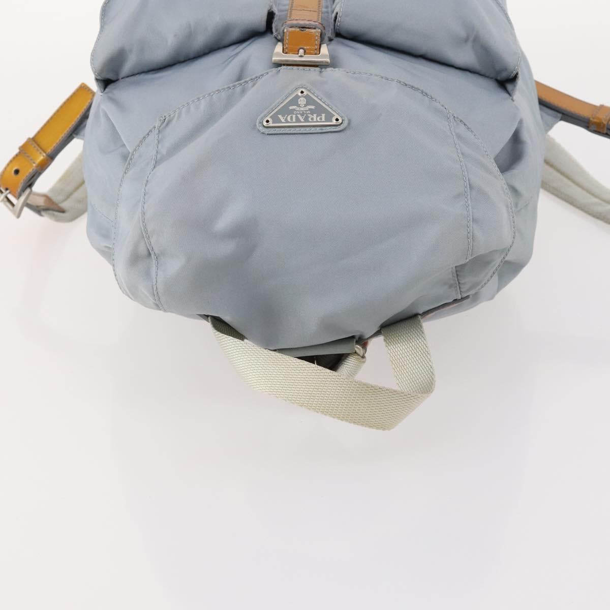 PRADA Backpack Nylon Light Blue Silver Auth hk3498A