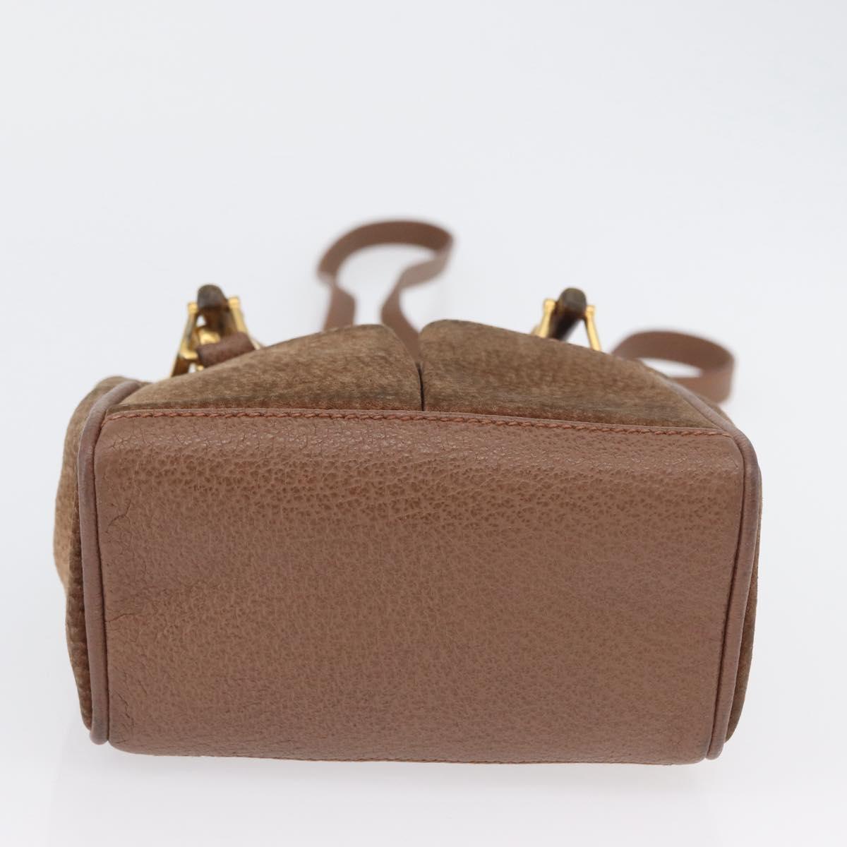 GUCCI Bamboo Hand Bag Suede 2way Brown Gold 007 2214 0238 Auth hk3502