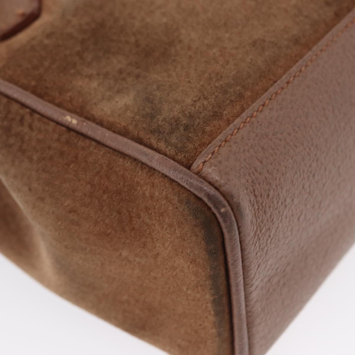 GUCCI Bamboo Hand Bag Suede 2way Brown Gold 007 2214 0238 Auth hk3502