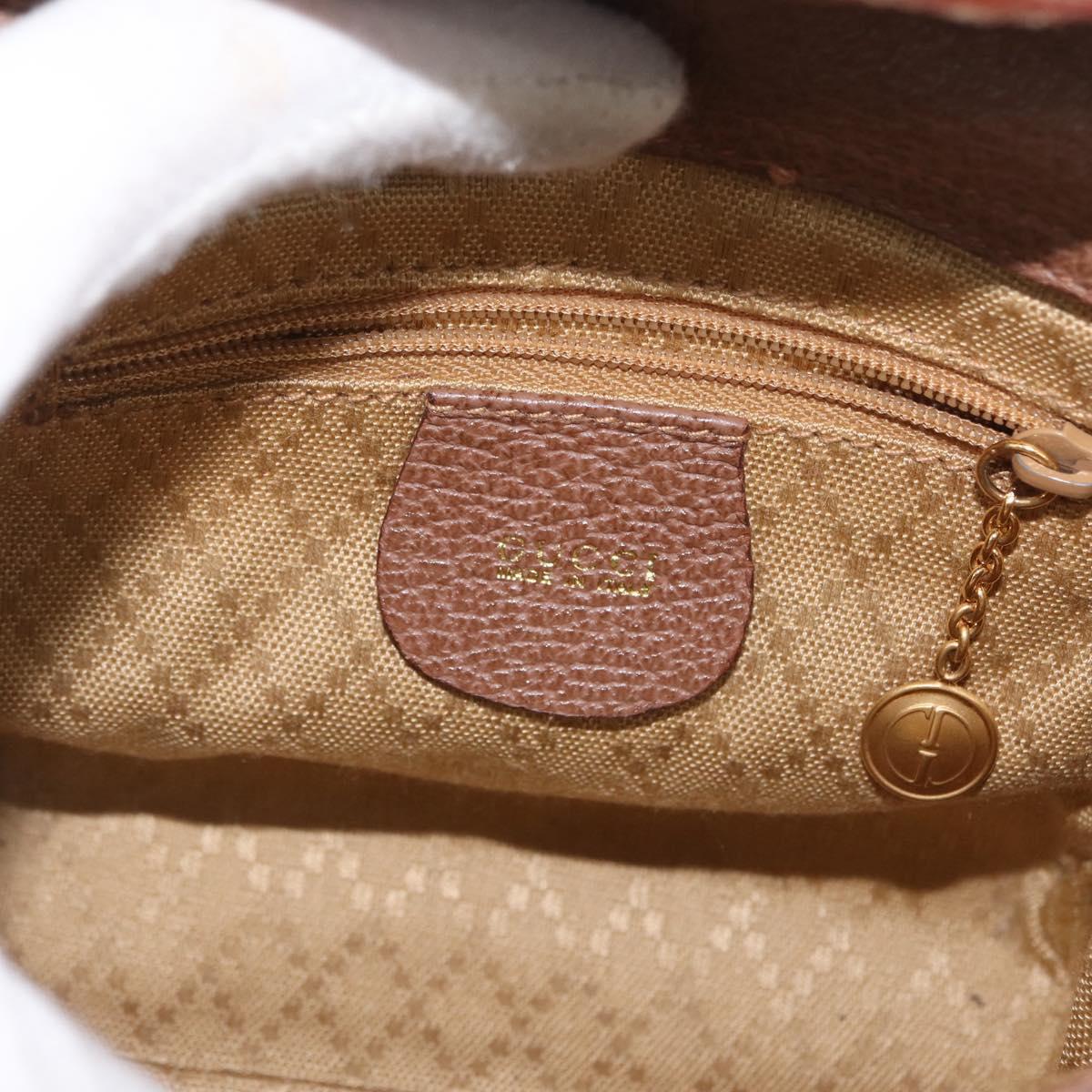 GUCCI Bamboo Hand Bag Suede 2way Brown Gold 007 2214 0238 Auth hk3502