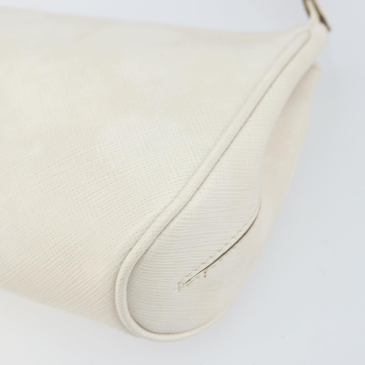 Salvatore Ferragamo Gancini Shoulder Bag Leather White Silver Auth hk3504