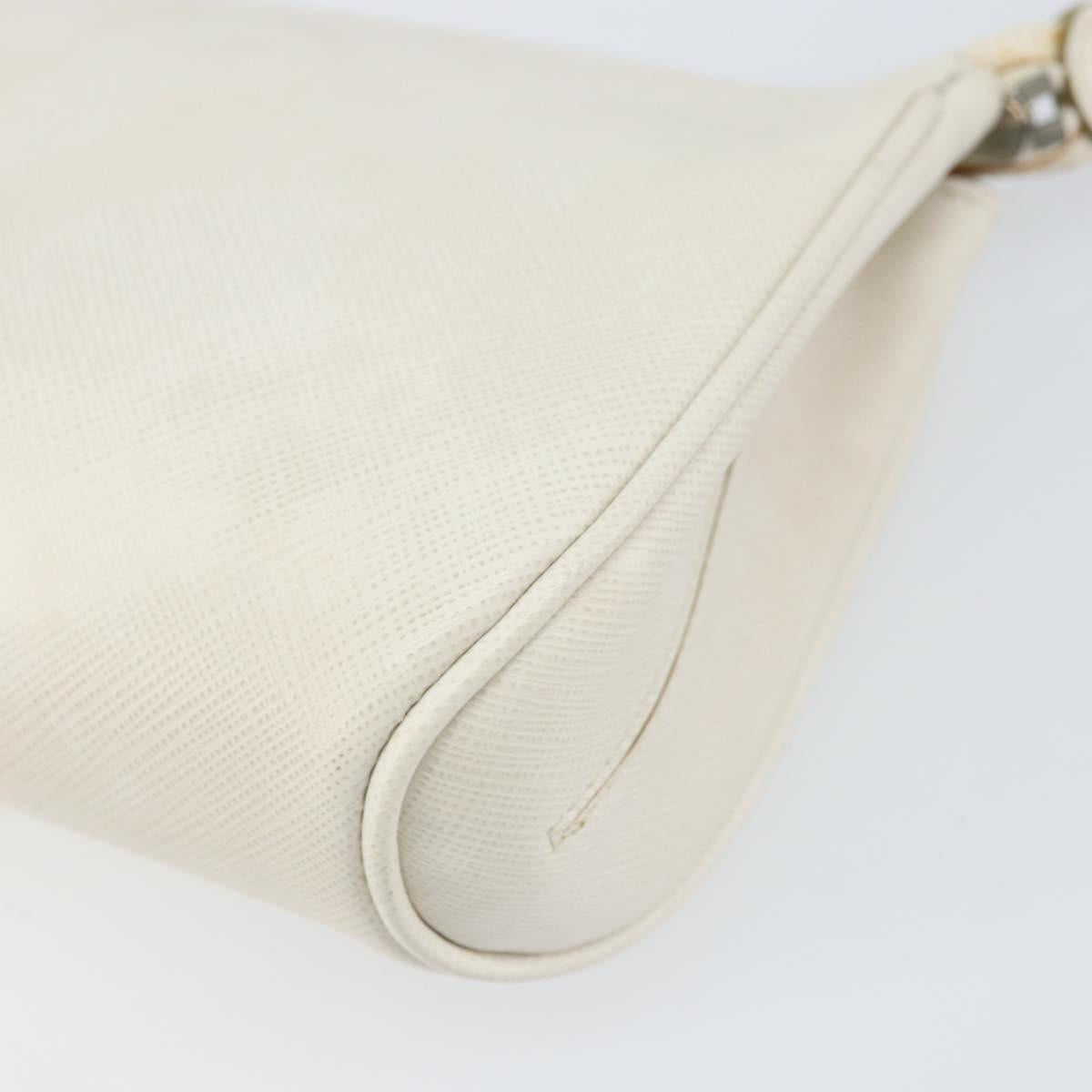 Salvatore Ferragamo Gancini Shoulder Bag Leather White Silver Auth hk3504