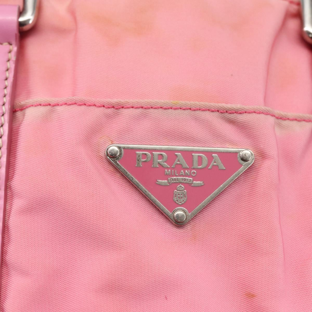 PRADA Hand Bag Nylon 2way Pink Silver Auth hk3514