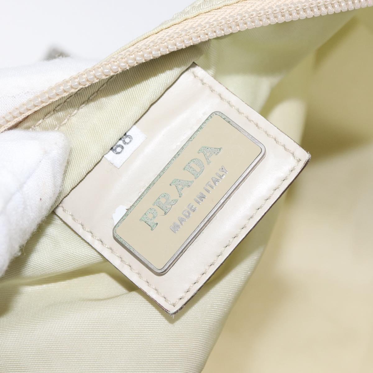 PRADA Shoulder Bag Nylon Ivory Silver Auth hk3516